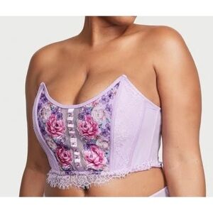Victoria Secret Jasmine Embroidered Strapless Corset Top Purple